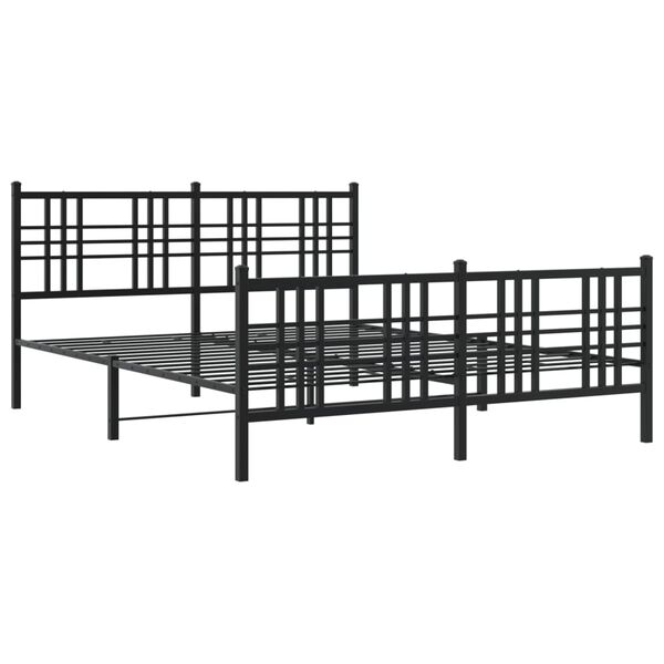 vidaXL Cadre de lit m&eacute;tal sans matelas avec pied de lit noir 150x200cm