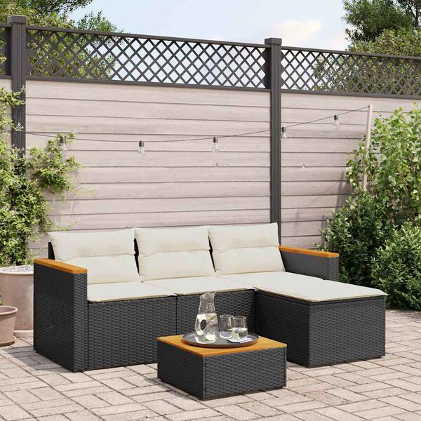 vidaXL Salon de jardin 3 pcs avec coussins noir r&eacute;sine tress&eacute;e