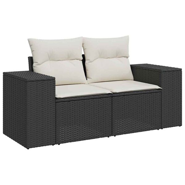 vidaXL Salon de jardin 9 pcs avec coussins noir r&eacute;sine tress&eacute;e