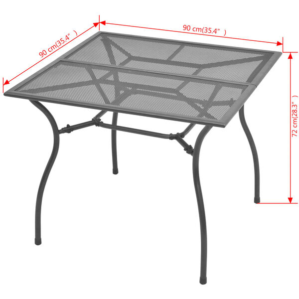 vidaXL Table de jardin 90x90x72 cm Acier Treillis