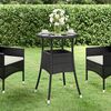 vidaXL Table de jardin &Oslash;60x75 cm Verre tremp&eacute;/r&eacute;sine tress&eacute;e Noir