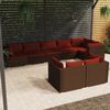 vidaXL Salon de jardin avec coussins 8 pcs marron r&eacute;sine tress&eacute;e