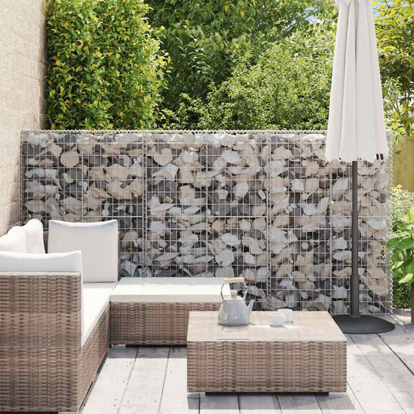 vidaXL Mur &agrave; gabion avec couvercles Acier galvanis&eacute; 100x20x150 cm