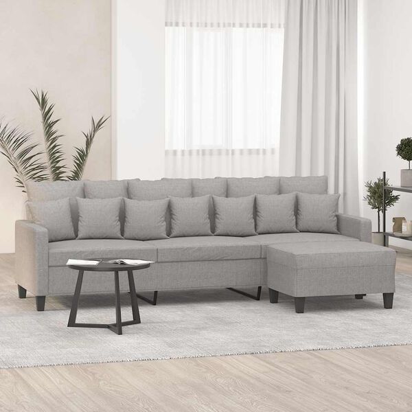vidaXL Canap&eacute; &agrave; 3 places avec repose-pieds Gris clair 210 cm Tissu