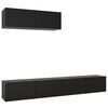 vidaXL Meubles TV 3 pcs Noir Bois d'ing&eacute;nierie