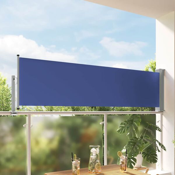 vidaXL Auvent lat&eacute;ral r&eacute;tractable de patio 80x300 cm Bleu