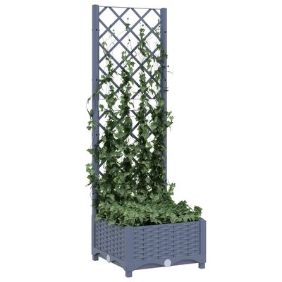 vidaXL Jardinière avec treillis Gris foncé 40x40x121,5 cm PP