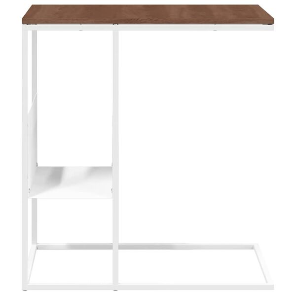 vidaXL Table d'appoint Blanc 55x36x59,5 cm Bois d'ing&eacute;nierie