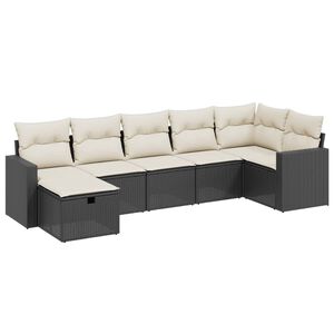 vidaXL Salon de jardin 7 pcs avec coussins noir r&eacute;sine tress&eacute;e