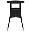 vidaXL Table de jardin &Oslash;60x75 cm Verre tremp&eacute;/r&eacute;sine tress&eacute;e Noir