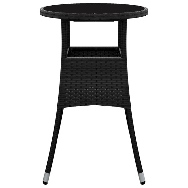 vidaXL Table de jardin &Oslash;60x75 cm Verre tremp&eacute;/r&eacute;sine tress&eacute;e Noir