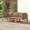 vidaXL Salon de jardin 3 pcs avec coussins taupe bambou