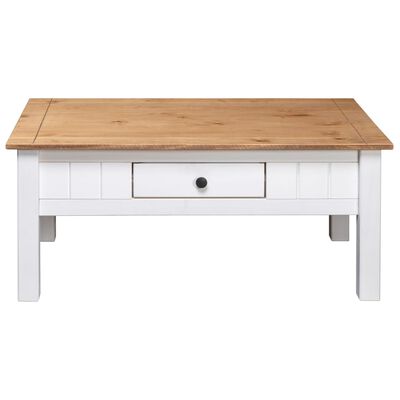 vidaXL Table basse Blanc 100x60x45 cm Pin massif Assortiment Panama