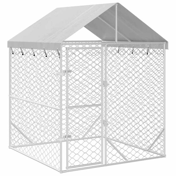 vidaXL Chenil d'ext&eacute;rieur pour chiens avec toit argent&eacute; 2x2x2,5 m