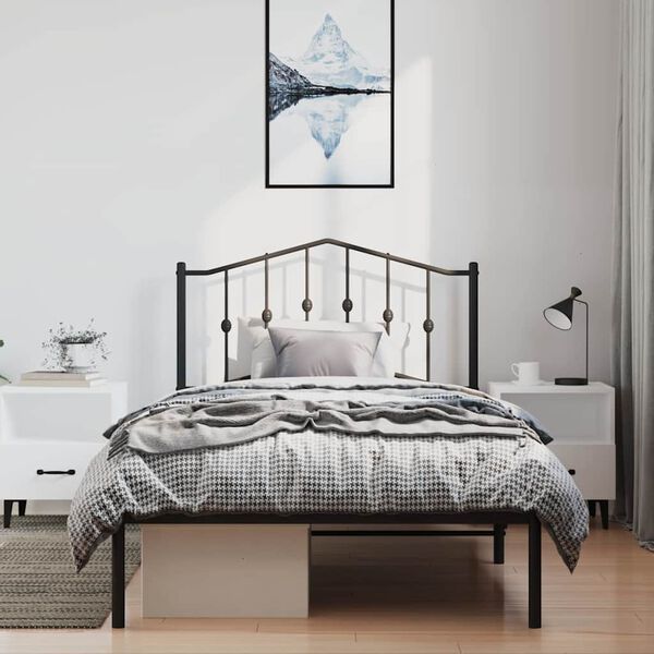 vidaXL Cadre de lit métal sans matelas avec tête de lit noir 100x200cm