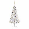 vidaXL Arbre de No&euml;l artificiel pr&eacute;-&eacute;clair&eacute;/boules argent&eacute; 210 cm PET