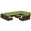 vidaXL Salon de jardin 13 pcs avec coussins Marron Résine tressée