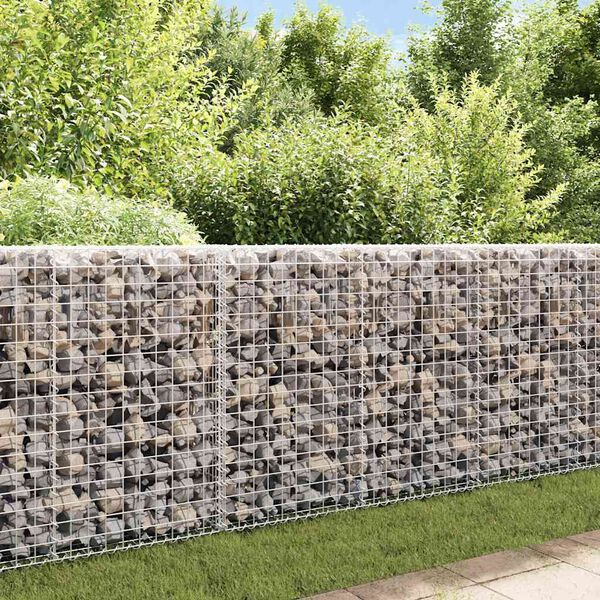 vidaXL Mur &agrave; gabion avec couvercles Acier galvanis&eacute; 200 x 20 x 85 cm