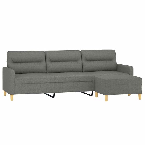 vidaXL Canap&eacute; &agrave; 3 places avec repose-pieds Gris fonc&eacute; 210 cm Tissu