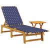 vidaXL Chaises longues et table bleu fonc&eacute; bois d'acacia solide tissu