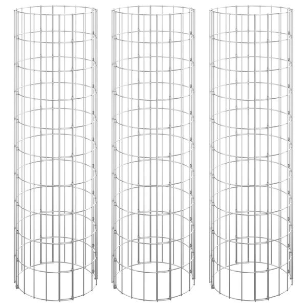 vidaXL Lit sur&eacute;lev&eacute; &agrave; gabion circulaire 3pcs Acier galvanis&eacute; &Oslash;30x100cm