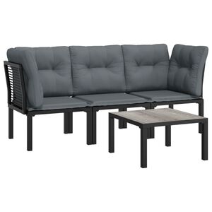 vidaXL Salon de jardin 4 pcs noir et gris r&eacute;sine tress&eacute;e