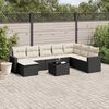 vidaXL Salon de jardin 9 pcs avec coussins noir résine tressée