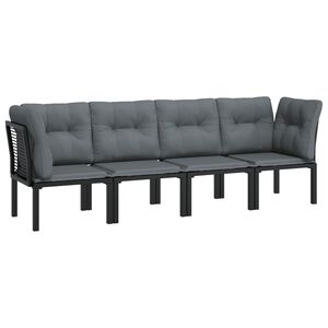 vidaXL Salon de jardin 4 pcs noir et gris r&eacute;sine tress&eacute;e