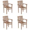 vidaXL Chaises de jardin empilables avec coussins lot de 4 Teck solide