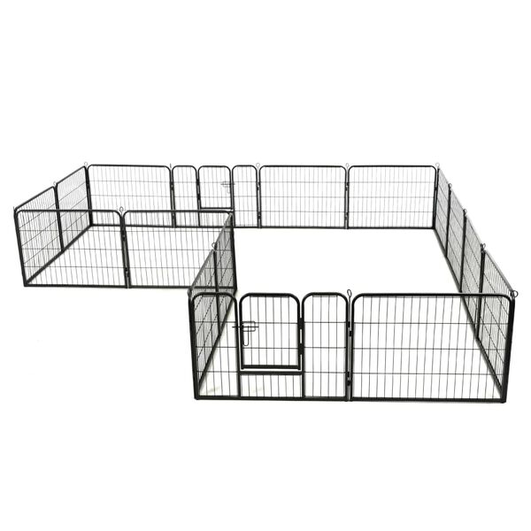 vidaXL Parc pour chiens 16 panneaux Acier 60 x 80 cm Noir