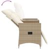 vidaXL Canapé de jardin inclinable 2 places avec table beige rotin