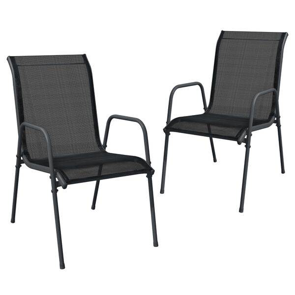 vidaXL Ensemble &agrave; manger de jardin 3 pcs noir acier