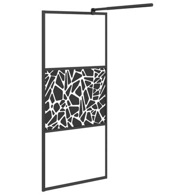 vidaXL Paroi de douche avec étagère Noir 80x195 cm Verre ESG&Aluminium