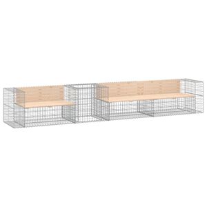 vidaXL Banc de jardin avec panier en gabion bois massif de pin