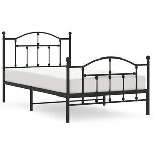 vidaXL Cadre de lit m&eacute;tal sans matelas avec pied de lit noir 100x190cm