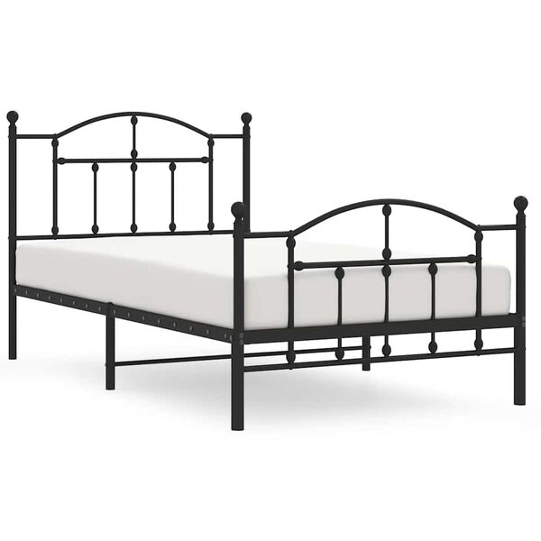 vidaXL Cadre de lit m&eacute;tal sans matelas avec pied de lit noir 100x190cm