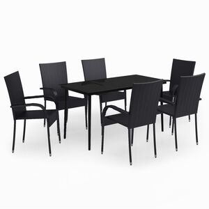 vidaXL Ensemble &agrave; manger de jardin 7 pcs Noir