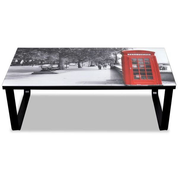 vidaXL Table basse avec impression de cabine t&eacute;l&eacute;phonique Dessus verre