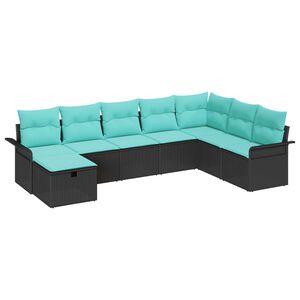 vidaXL Ensemble de canapé de jardin avec coussin 8 pcs Noir Poly rotin