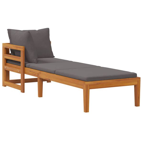 vidaXL Chaise longue avec 1 accoudoir Gris fonc&eacute; Bois d'acacia solide