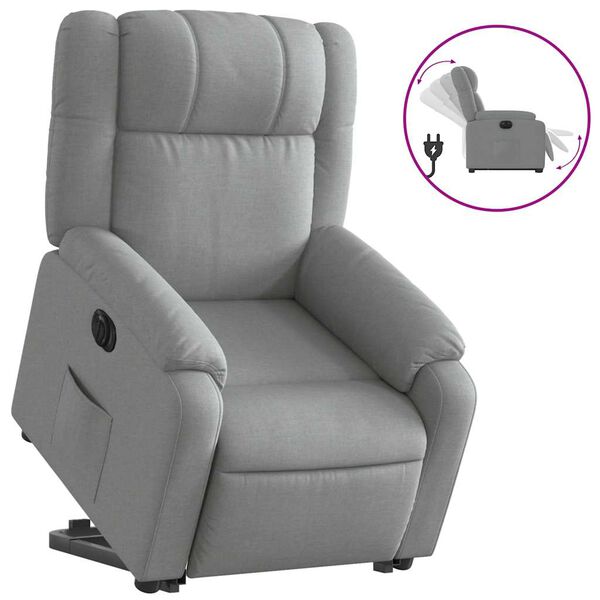 vidaXL Fauteuil inclinable &eacute;lectrique gris clair tissu