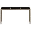 vidaXL Table de jardin dessus en verre gris clair r&eacute;sine tress&eacute;e