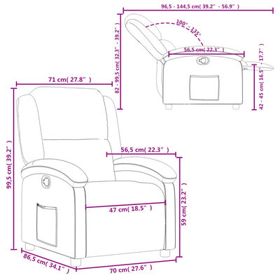 vidaXL Fauteuil inclinable Crème Similicuir