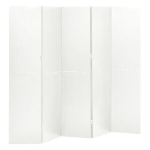 vidaXL Cloison de s&eacute;paration 5 panneaux Blanc 200x180 cm Acier
