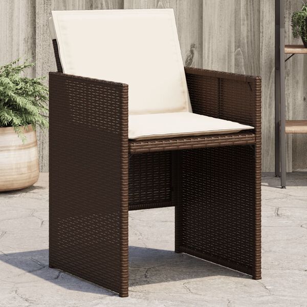 vidaXL Chaises de jardin avec coussins lot de 4 marron r&eacute;sine tress&eacute;e