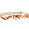 vidaXL Salon de jardin 9 pcs avec coussins marron cire bois pin massif