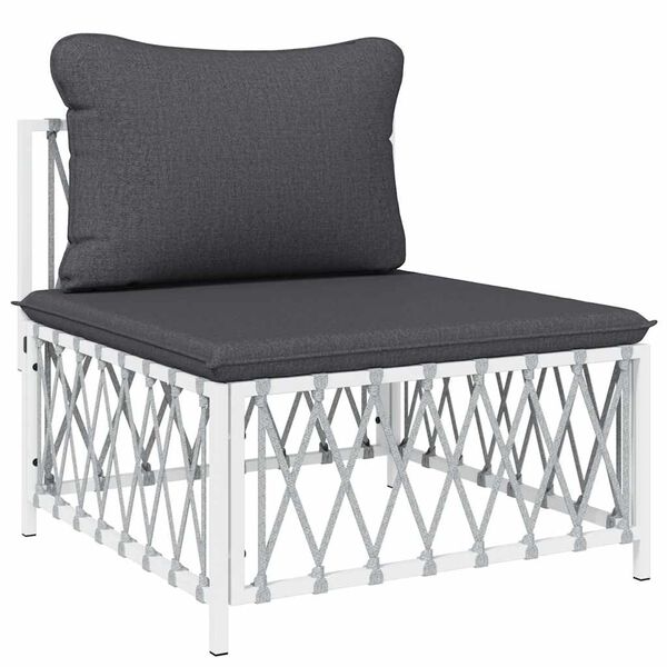 vidaXL Canap&eacute; central de jardin avec coussins blanc tissu tiss&eacute;