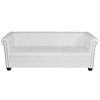 vidaXL Canap&eacute; Chesterfield &agrave; 3 places similicuir blanc
