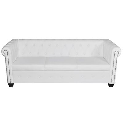 vidaXL Canapé Chesterfield à 3 places similicuir blanc