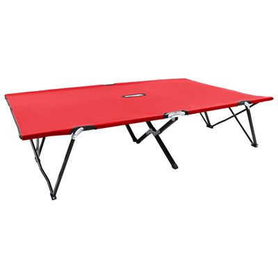 vidaXL Chaise longue pliable 2 places rouge Acier